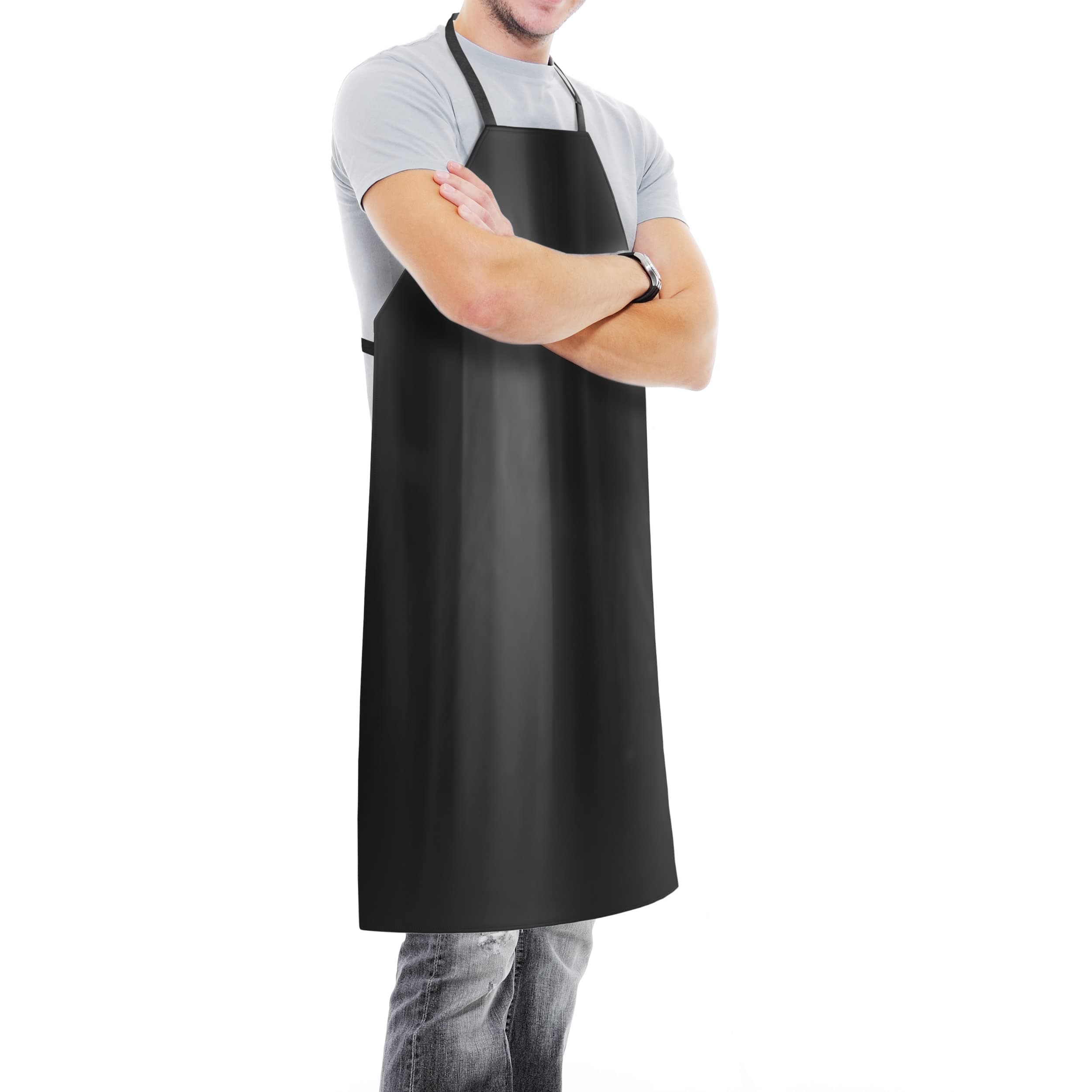 HouseablesHeavy Duty Apron, Waterproof Rubber Aprons, 39x26, Vinyl, Plastic, Black, Long, Water Proof & Resistant, Thick Butcher Industrial Bib, For Dishwashing, Dishwasher, Kitchen, Dog Grooming