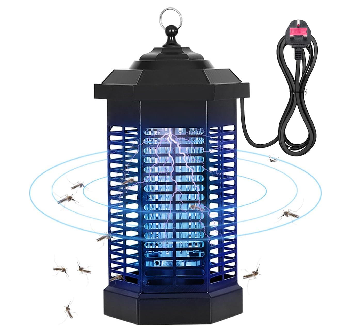 20W UV Lamp Electric Bug Zapper, Indoor Outdoor Insect Mosquito Killer, Fly Trap Zapper, Bug Lamp Light for Home, Restaurant, Office Garden Use, Powerful 4200V Grid, with a Removable Washable Tray