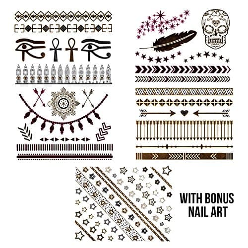 CleoTatt Vibrant Chic Colored Jewelry Tattoo Set with Bonus Nail Art