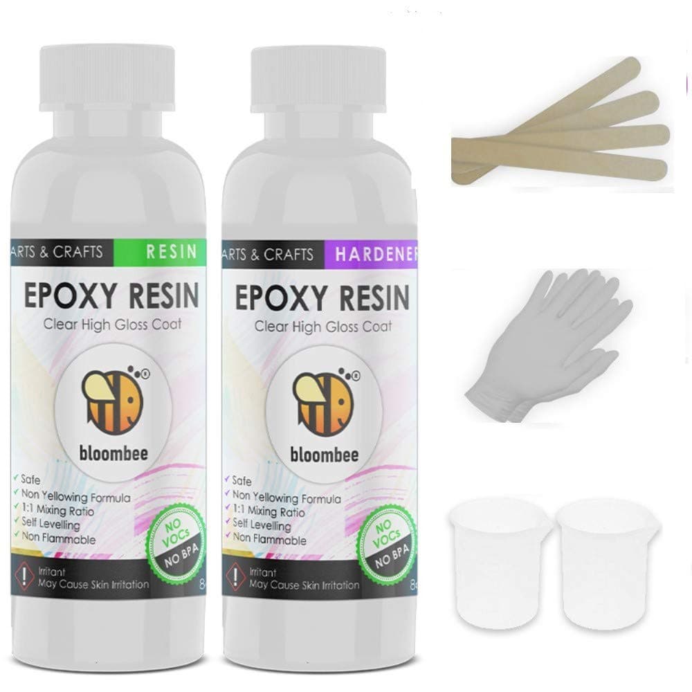 Bloombee Clear Epoxy Resin, 16oz, 455ml When Mixed, 1:1 Ratio 2 Part Epoxy Resin, Coating for Resin Jewellery Jewelry, Acrylic Pour Paintings, Molds,