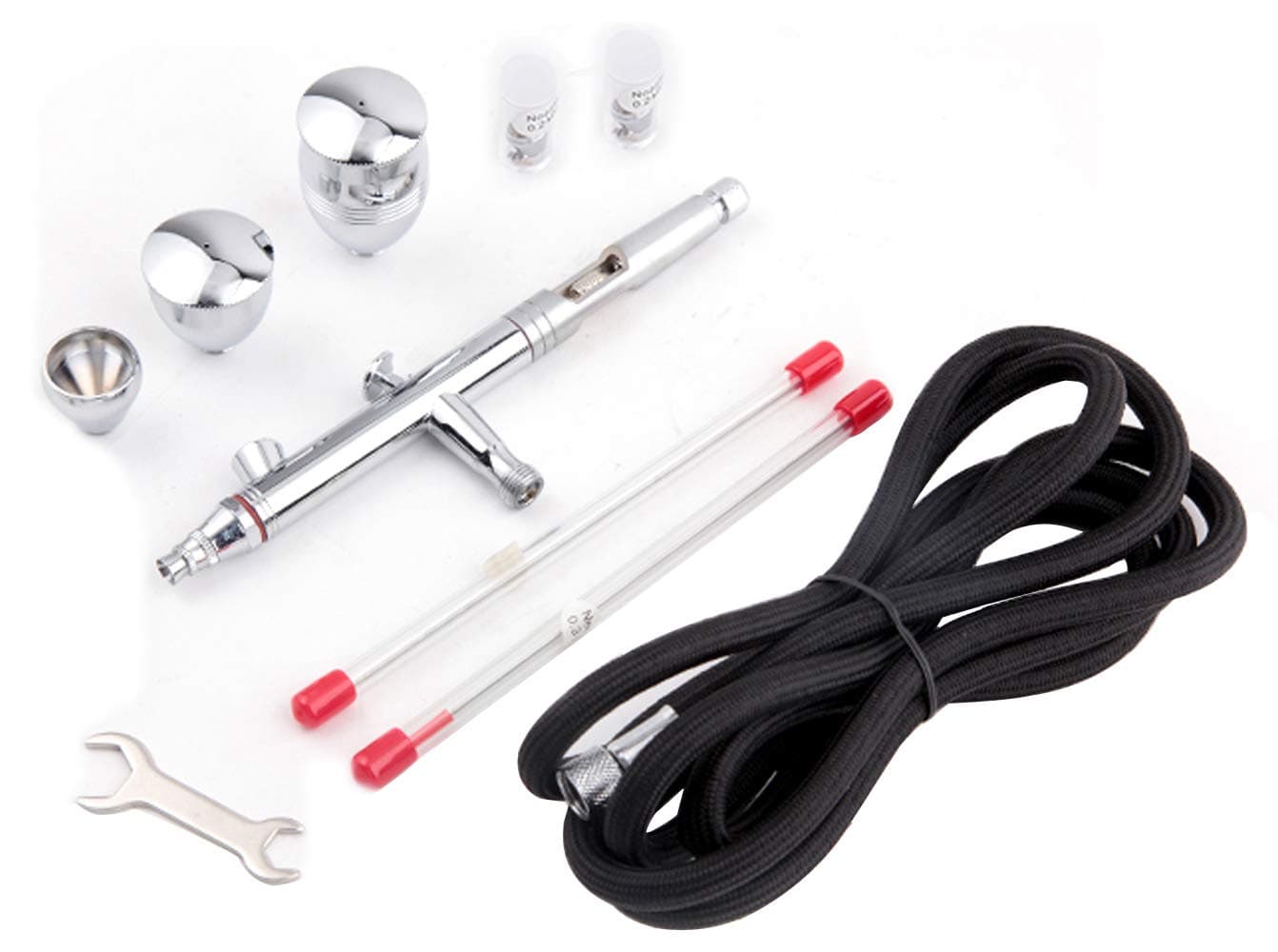 Airbrush FE-183K Precision Dual Action Airbrush Set for Gravity Feed with 3 Cup Sizes and 3 Nozzles (0.3, 0.5 and 0.8mm)