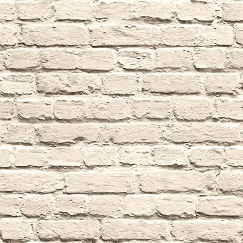 Muriva Just Like It Painted Brick Faux Stone Wall Mural Washable Vinyl Wallpaper (Cream J66507)