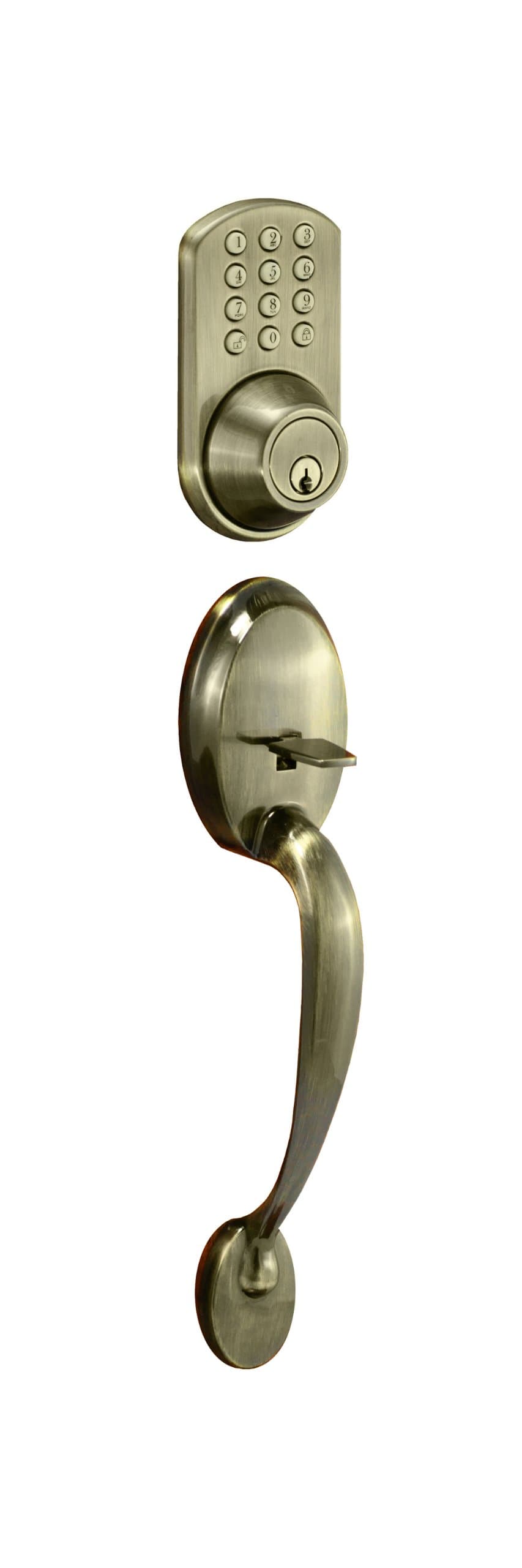 Morning Industry BHF-01AQ Handle Set Combo with Touchpad Deadbolt, Antique Brass