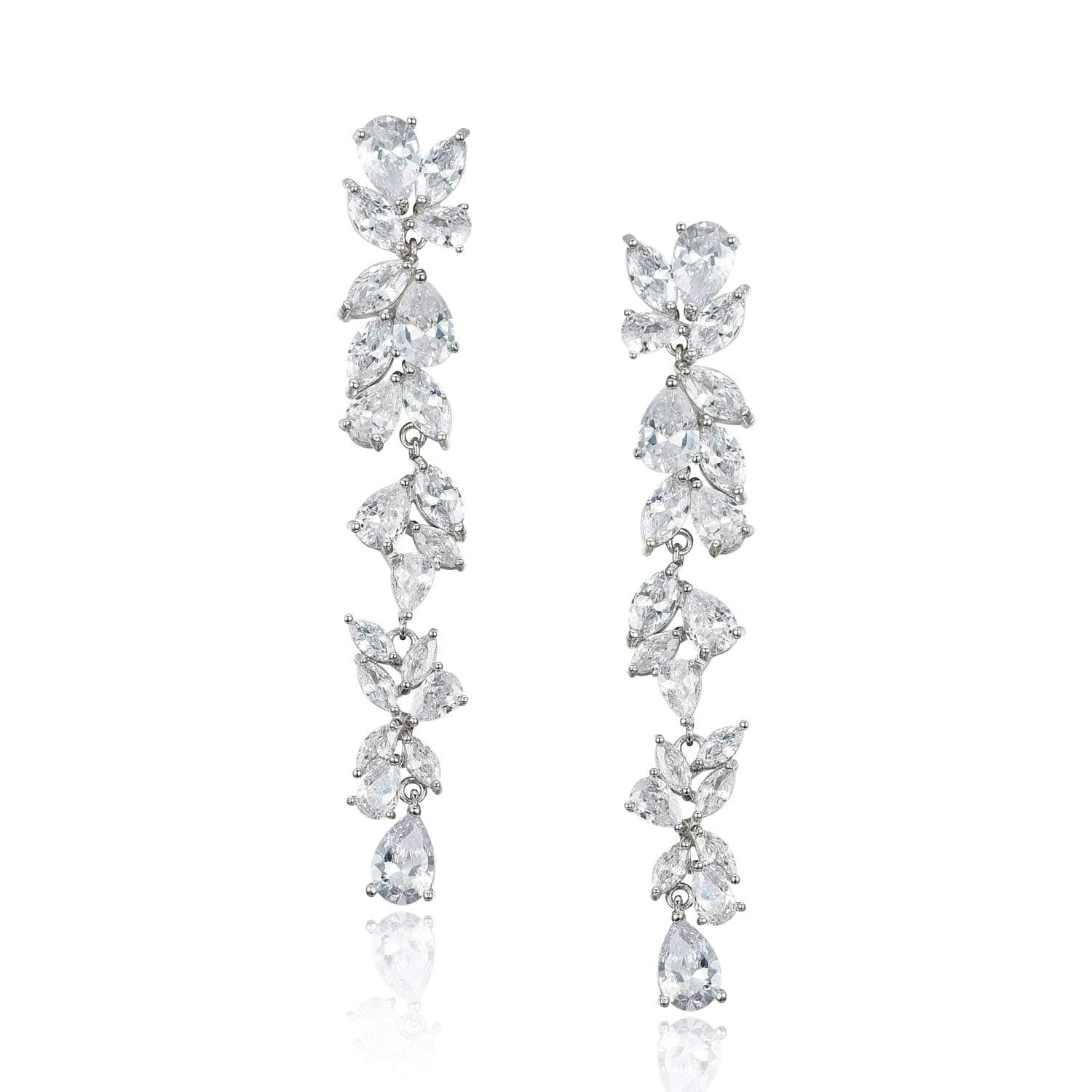 Cubic Zirconia Bridal Earrings for Women Brides, Crystal Chandelier Wedding Drop Earrings for Prom or Pageant