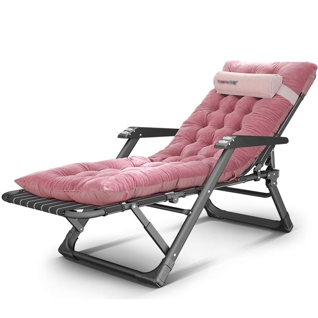 SunLoungers Lounge Chair Office Lunch Break Single Folding Bed Outdoor Beach Chair With Nursing Bed Balcony Nr Chair All Season Available Home Folding Chair Loading Weight 200kg (Color : Pink)