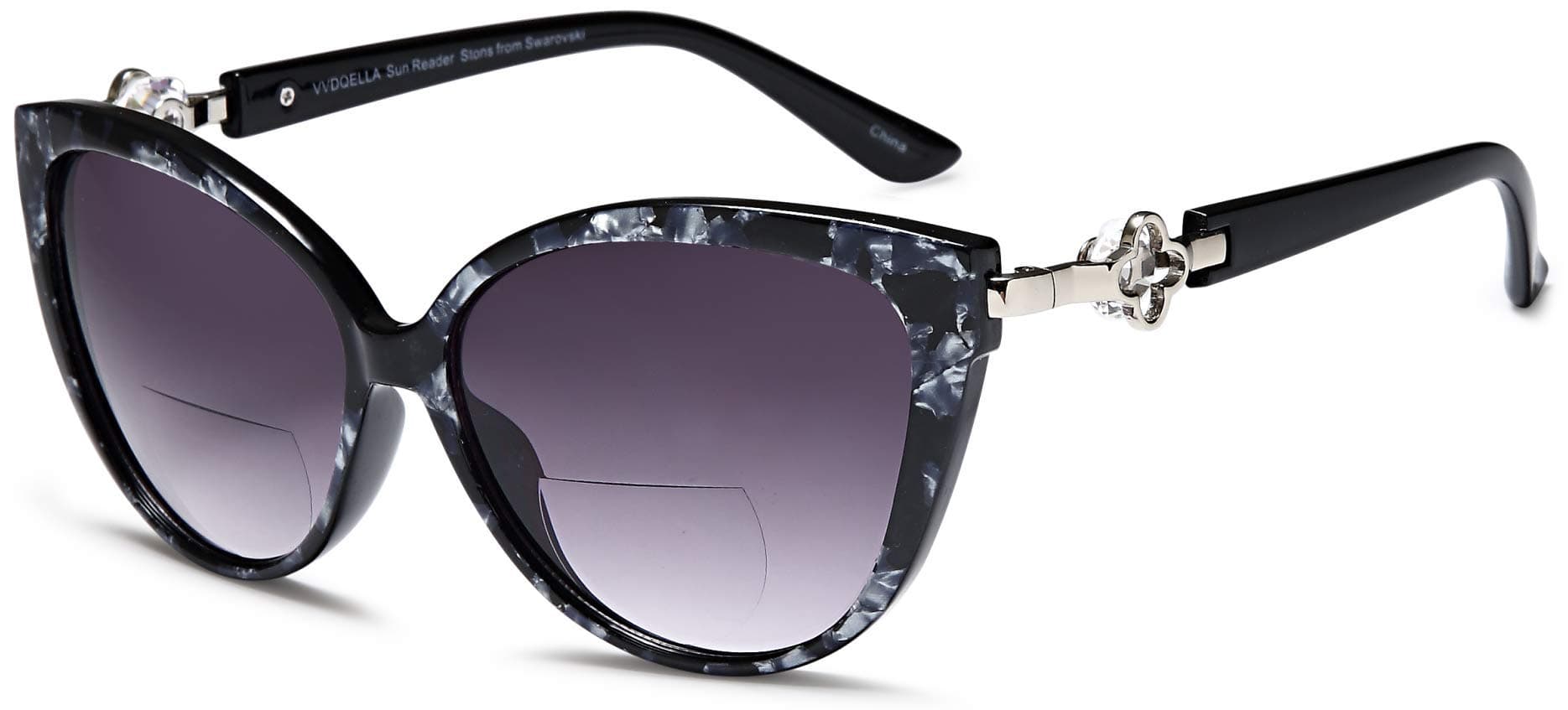 VVDQELLA Women Bifocal Reading Sunglasses Reader Glasses Cateye Diamond Ladies Fashion Reading Glasses