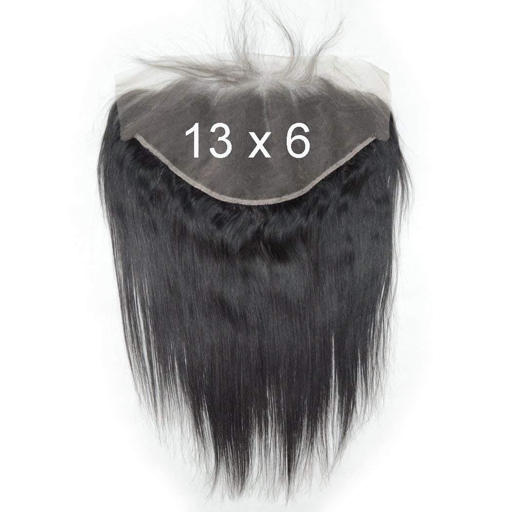 VoWigs Straight 13x6 Lace Frontal Closure Brazilian Human Virgin Hair Bleached Knots Full Lace Frontal Piece with Baby Hair for Black Women (16 inches, Straight)