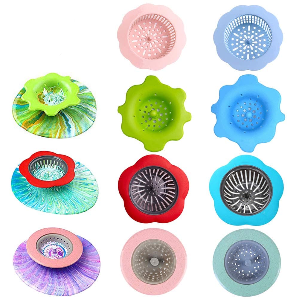 ATROPOS 8 Pcs Acrylic Paint Pouring Strainers Plastic Silicone Strainer for Pouring Acrylic Paint and Creating Unique Patterns and DIY Painting Tools