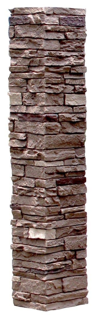 NextStone Polyurethane Faux Stone Post Cover - Slatestone 1pc Sleeve - Brunswick Brown for Home Improvements/DIY Friendly