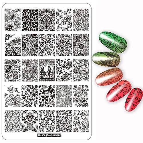 ZJOY Stainless Steel Nail Stamping Image Plate Jumbo Size (ZJOYplus-002) (9.5 * 14 Cm)
