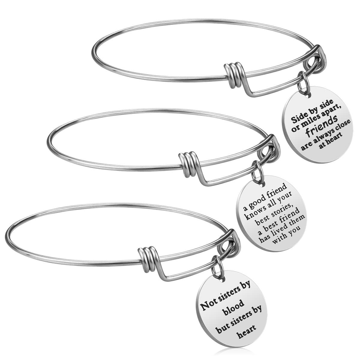 iJuqi Friendship Bracelet - 3 PCS Stainless Steel, White, Size No Size