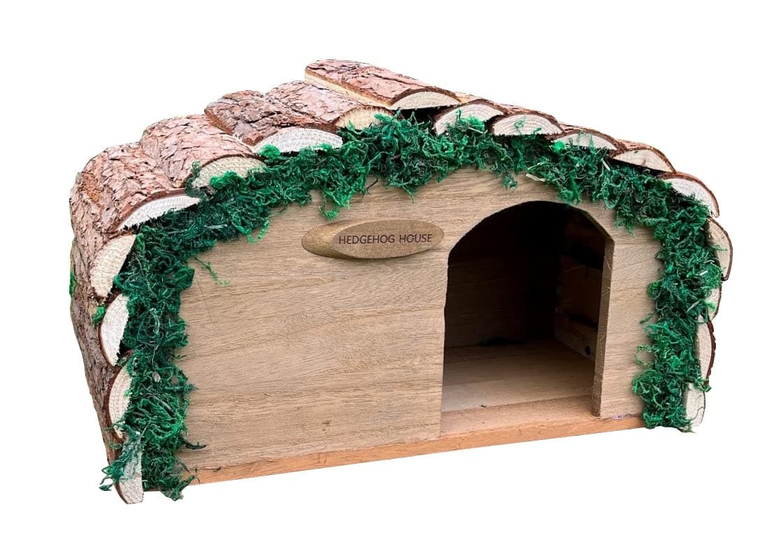Selections Wooden Hedgehog House Hibernation Shelter with Predator Proof Solid Floor & Bark Roof