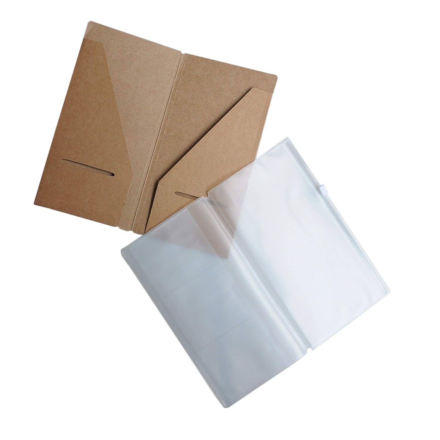 Wanderings Zipper Case and Kraft Card Holder 2-Pack Accessories for Refillable Travel Journals - Standard Size - 8.25 x 4.25 Inch (21 x 11cm)