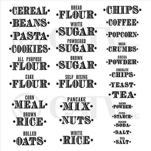Kitchen Food Organization Clear Gloss Labels (Set of 30, Basics-Title Only)