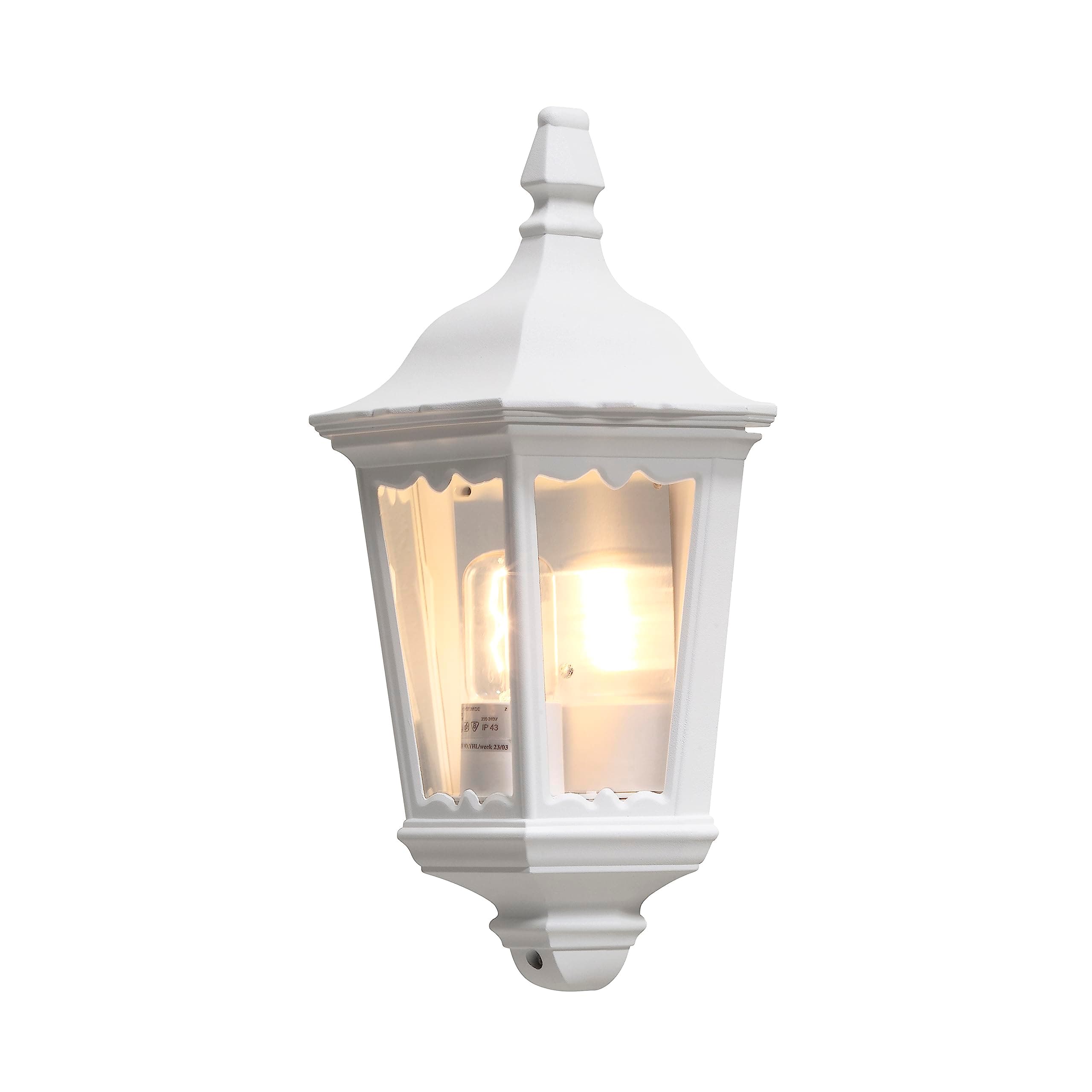 Konstsmide 7229-250 Firenze Flush Outdoor Wall Light / 1 x 100 W E27 Max Wall Lamp / Clear Glass Panels / Aluminium / IP43 / Outside Light Matt White