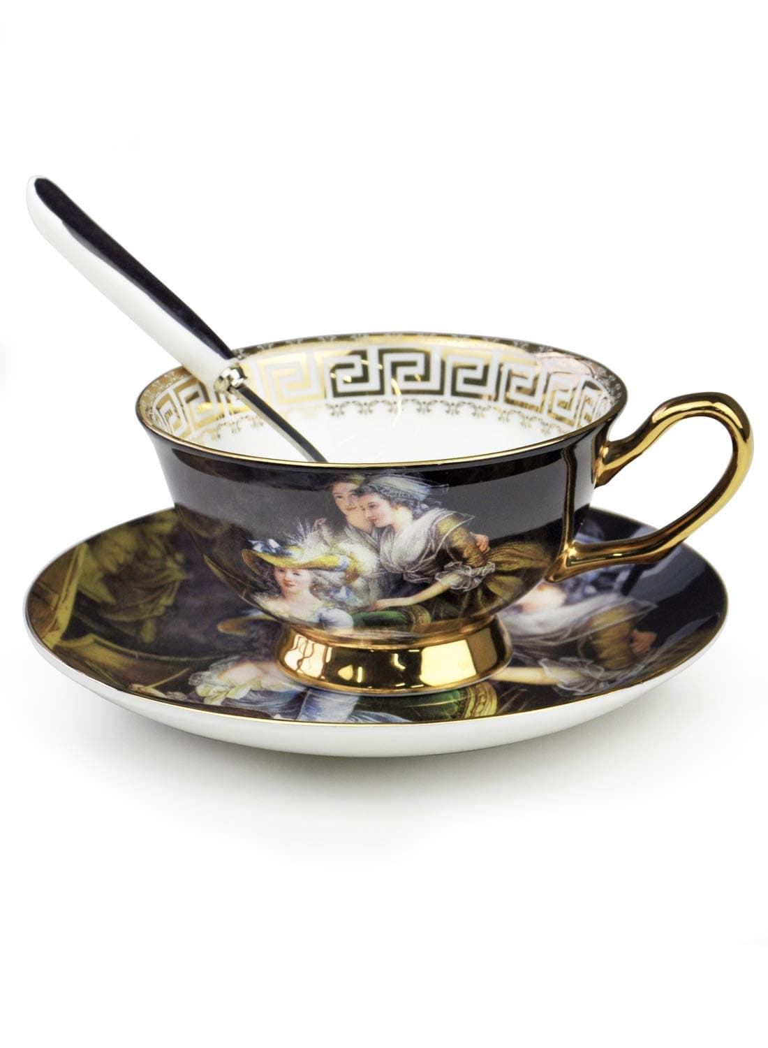 Tea Cups and Saucers Sets Vintage Oil Painting Porcelain Teacups with Saucer and Spoon For Tea Party