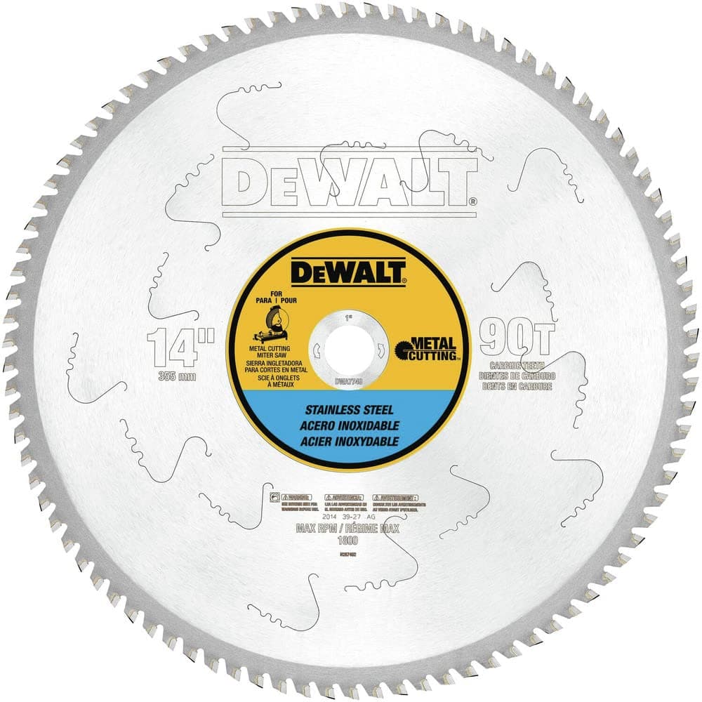 DEWALT 14-Inch Metal Cutting Blade, Stainless Steel, 1-Inch Arbor, 90-Tooth (DWA7749)