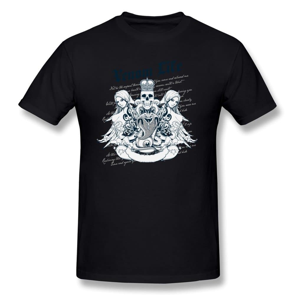 Van Men's Venom Life Fallen Sexy Girl Snake Skull King T-Shirts S Black