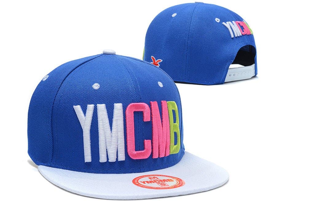 MissHats YMCMB Baseball Cap Collection Large Blue and White & Pink & Gree Logo