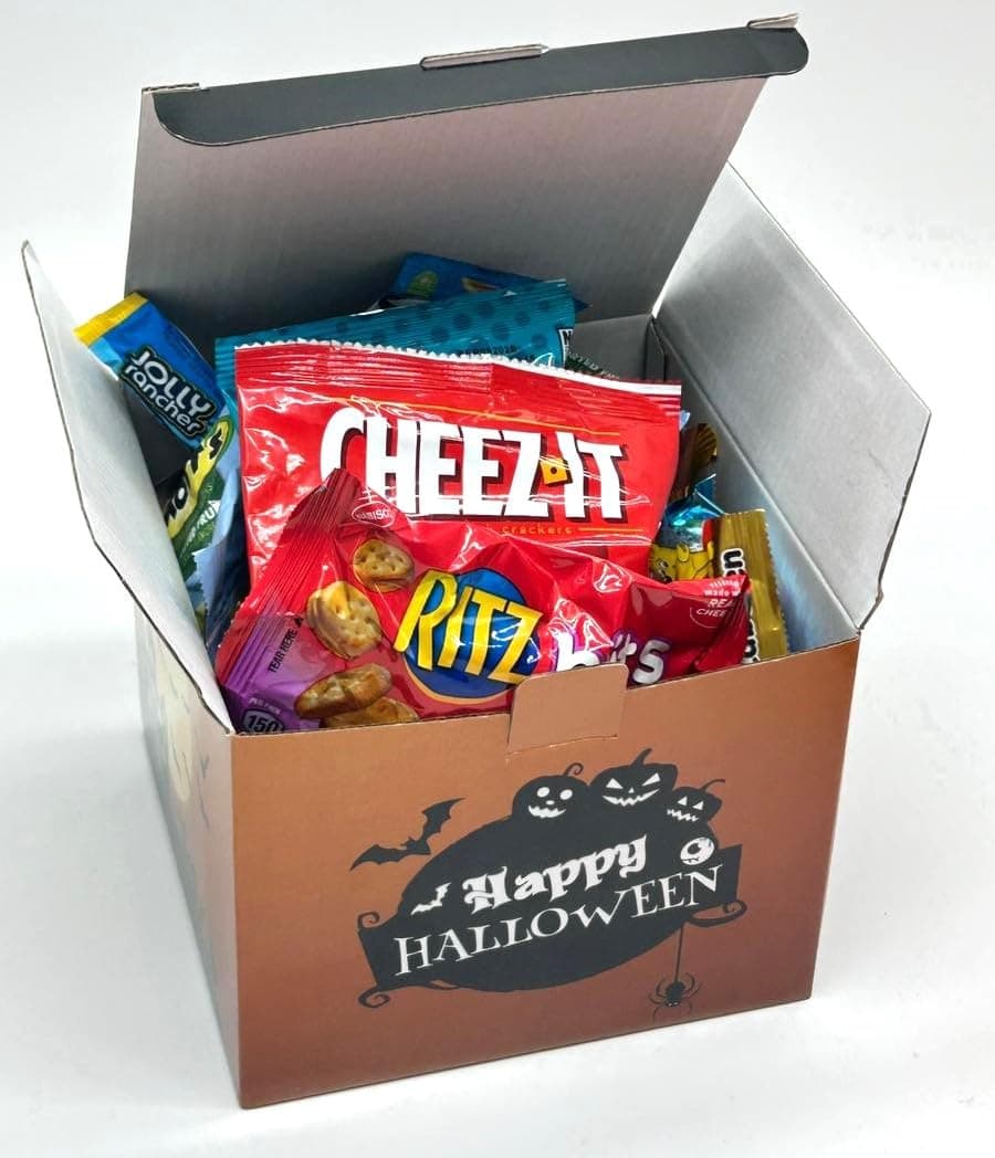 Halloween Candy Gift Basket for Kids and Adults - Trick or Treat Pumpkin Bucket Filled with Assorted Candies, Great Care Package Basket for Boys, Girls and College Students, 45ct