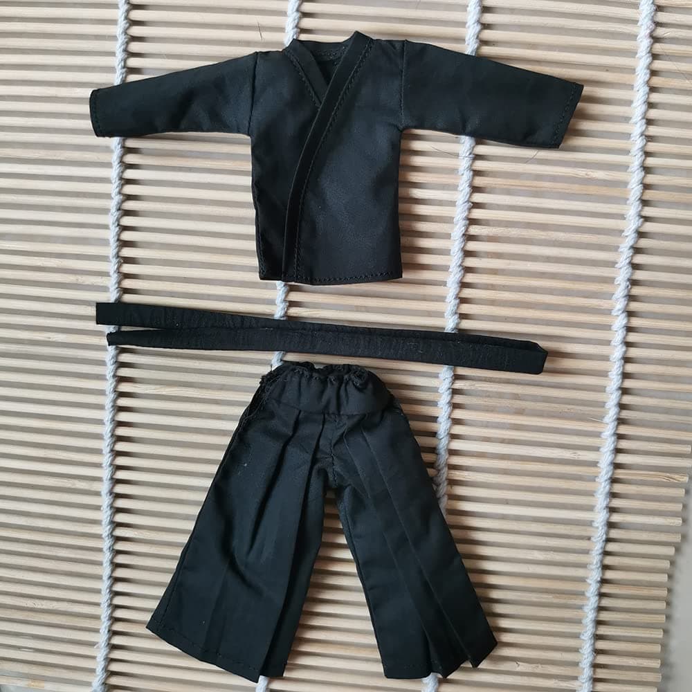 1/12 Samurai Kimono Clothes for 6" 6 inches 1:12 Action Figure Doll Clothes (Black top&Trousers)