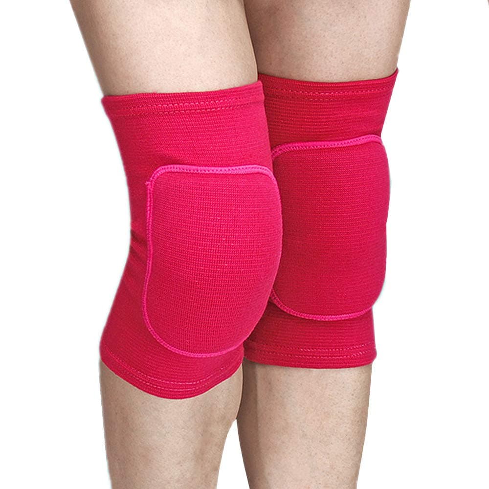 LZEEMProtective Cotton Kneepads for Woman Volleyball, Adult Knee Protector Sleeve Support Pole Dance Yoga Cycling Gym Workout Exercise Skating Knee Brace Guards for Athletic Use(Rose red)
