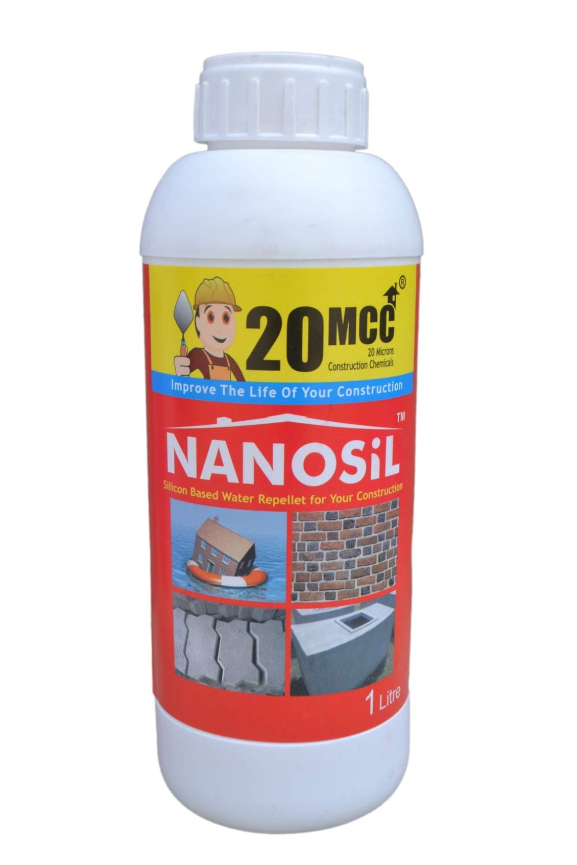 Nanosil Leakage Repair Waterproofing Product Roof Water Leakage Solution Repellent for Home Bathroom Terrace Silicon Based Construction Water Proofing Glue -1Ltr