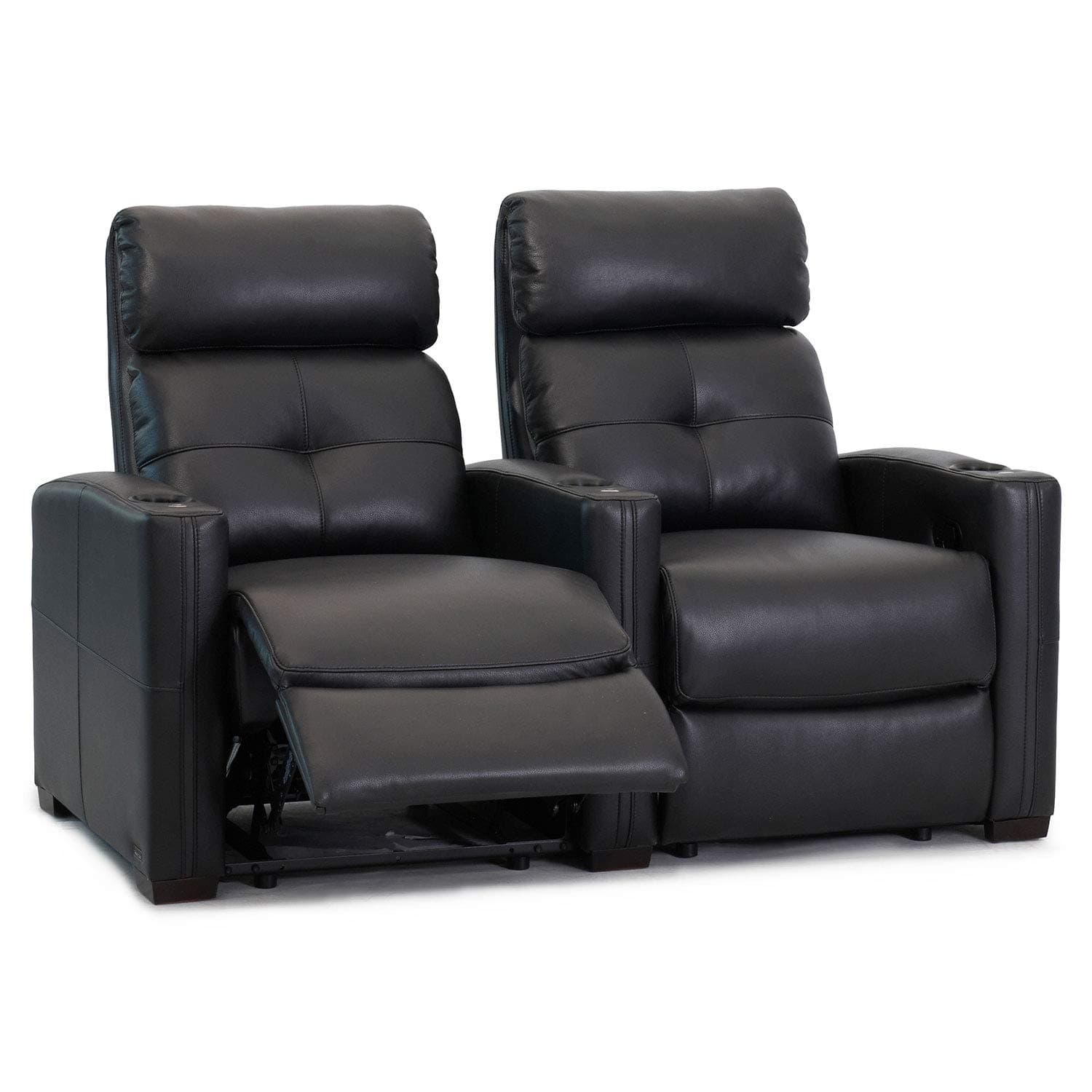 Cloud XS850 Home Theatre Chairs - Black Top Grain Leather - Manual Recline - Straight Row of 2 Seats - Space Saving Design