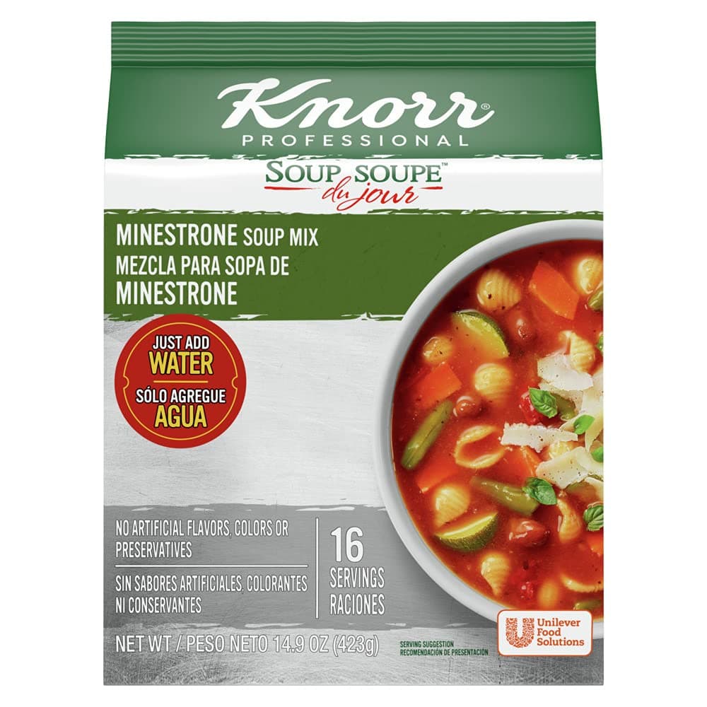 Professional Soup du Jour Minestrone Soup Mix Vegetarian, 0g Trans Fat per Serving, Just Add Water, 14.9 oz, Pack of 4