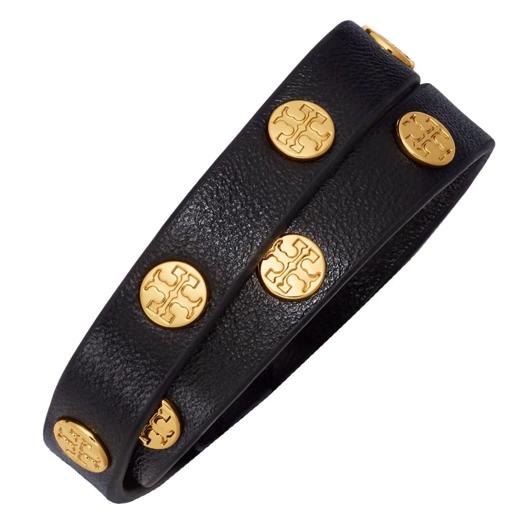 Tory Burch Bracelet Double Wrap Logo TB Leather Studded