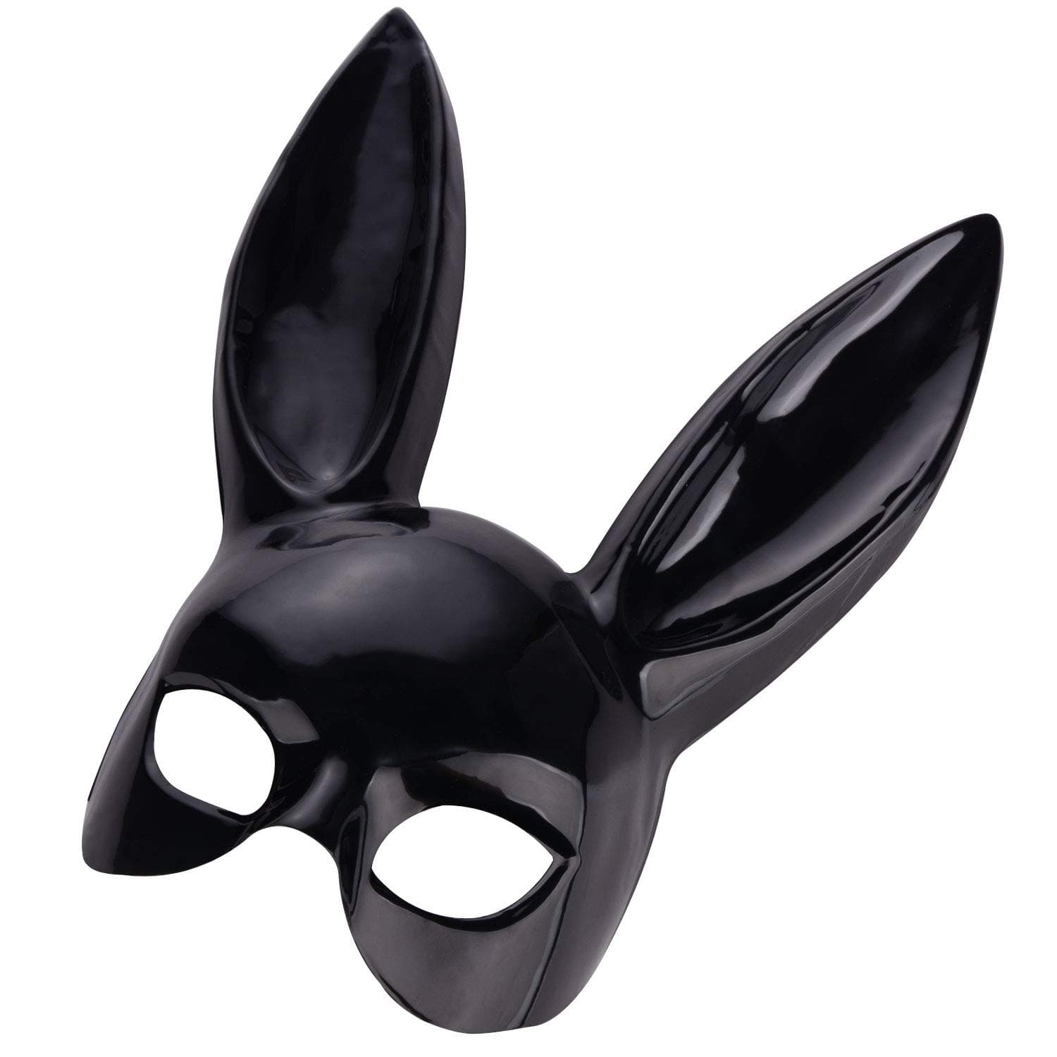 Masquerade Mask Rabbit Mask Black Adult Bunny Mask with Ears for Halloween Birthday Party Cosplay Prom Easter Costume Accessory Party Favors, Matte Style