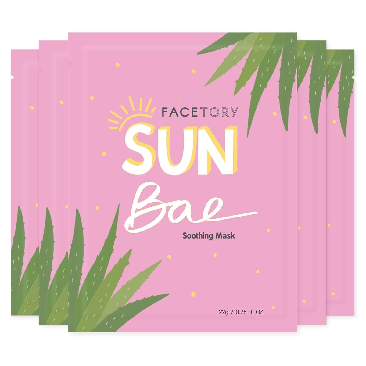 K Beauty Face Mask Skin Care - SUN BAE SOOTHING Sheet Mask with Aloe & Shea Butter | After Sun Care, Soothe & Restore (5 Pack)