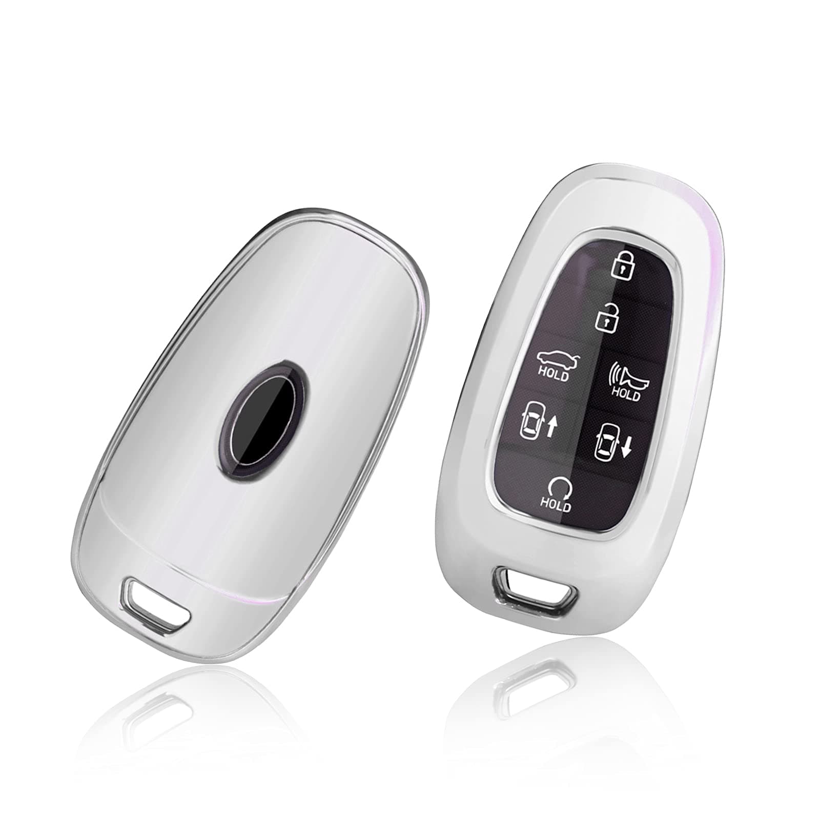 – GAFAT Hyunda-i Tucson NX4 / Ioniq 5 / Nexo/Sante Fe 2021 2022 2023 2024 Key Case, Car Remote Controls Protective Case, TPU Silica Gel Car Key (Silver)