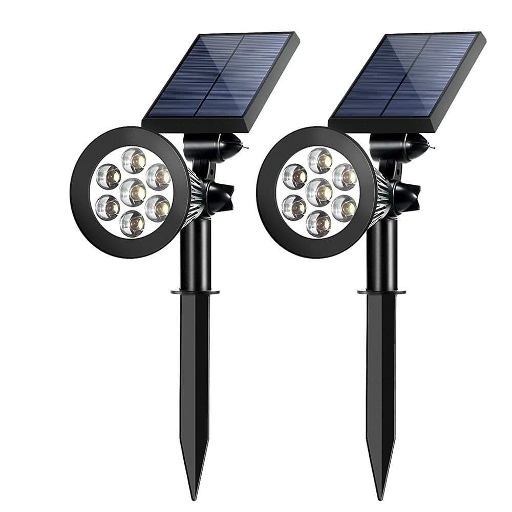 Solar Outdoor spotlights, 7 LED Security Lighting Landscape Solar Lights Waterproof Automatic Switch Sensor 2 in 1 Adjustable Lawn Garden Garden Pool Deck car Road (2 Pieces)