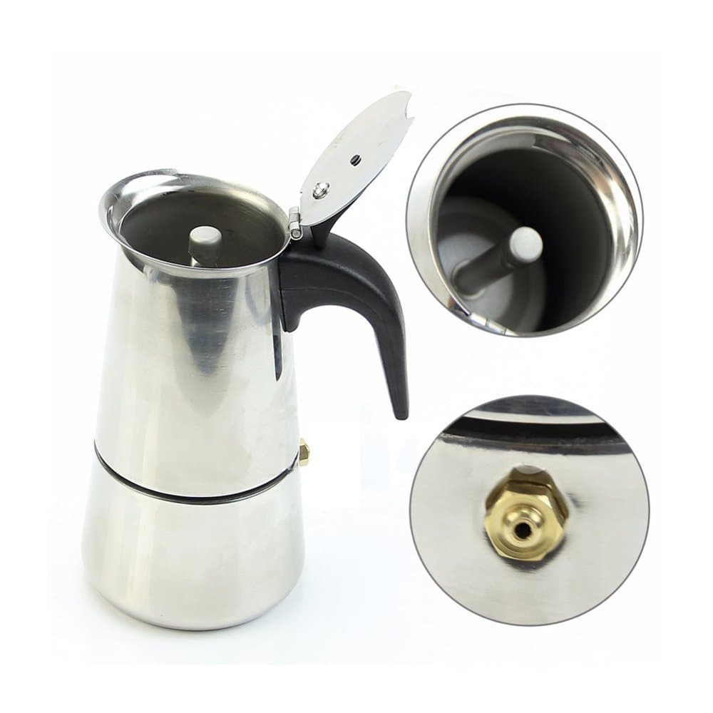 2 Cup/100ml Stainless Steel Moka Espresso Latte Percolator Stove Top Coffee Maker Pot