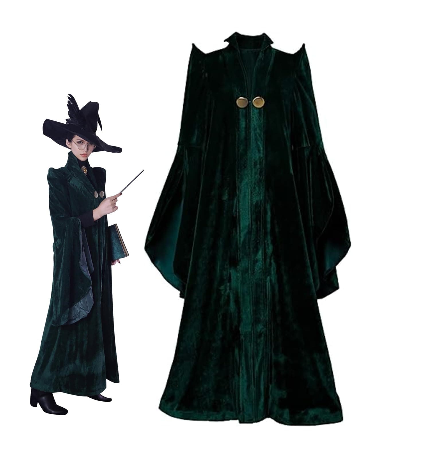 Women's Witch Halloween Cosplay Costume Wizard Sorceress Cloak Robe Coat