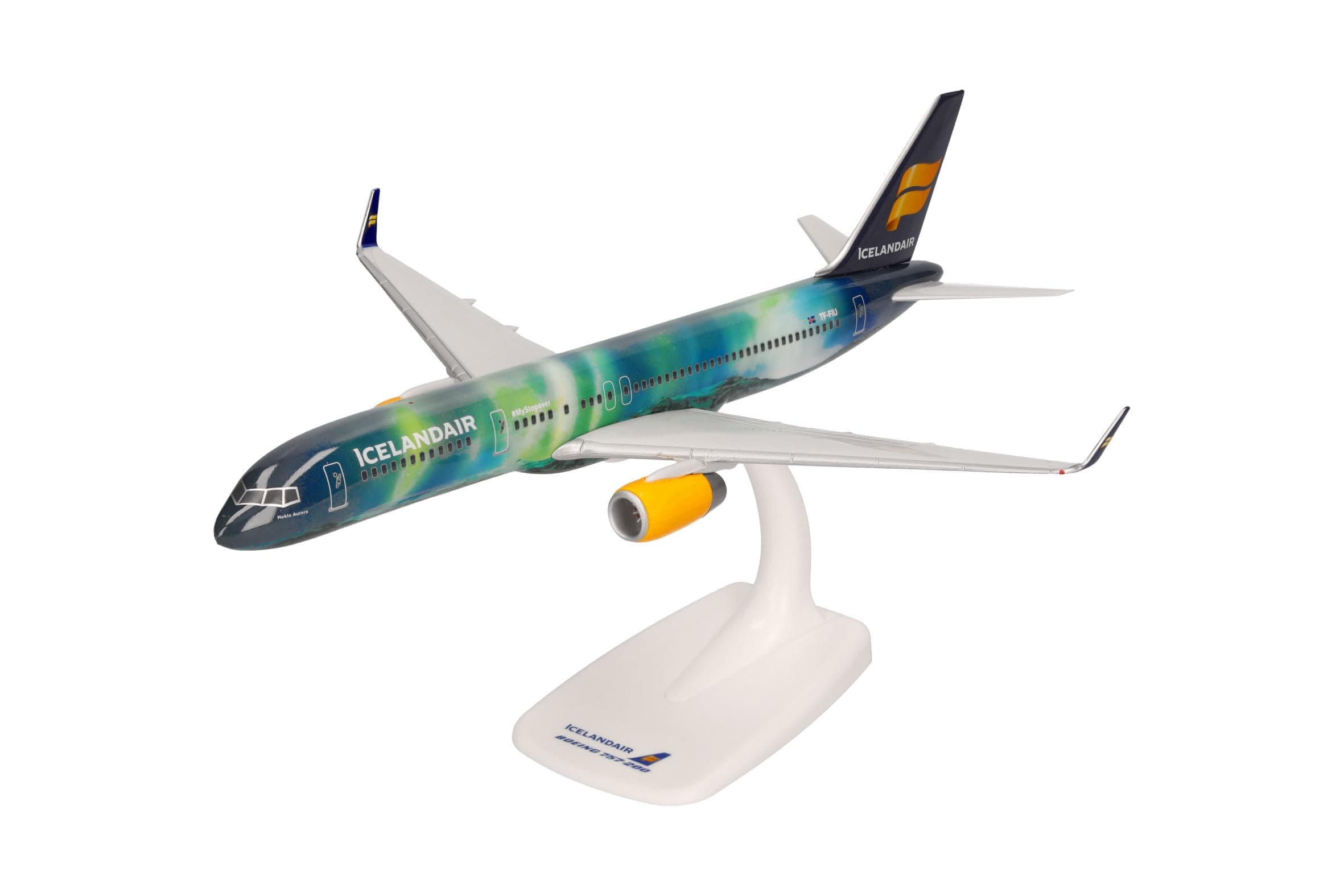 herpa Snap-Fit Icelandair Boeing 757-200 TF-FIU 1:200 Scale Miniature Collectible Model with Base Plastic