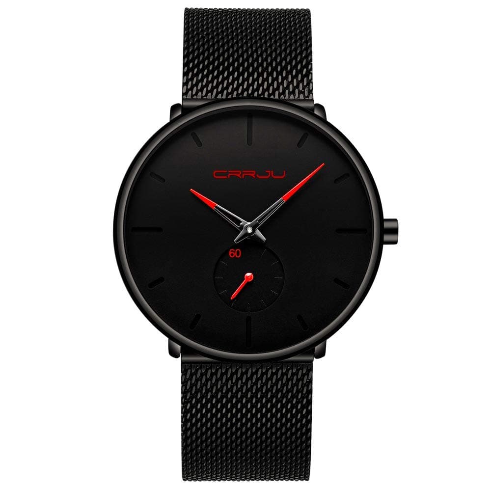Watches, Mens Ultra Thin Watch Minimalist Fashion Luxury Wrist Watches for Men Business Dress Casual Waterproof Quartz Watch for Man with Stainless Steel Mesh Band and Sub Dial