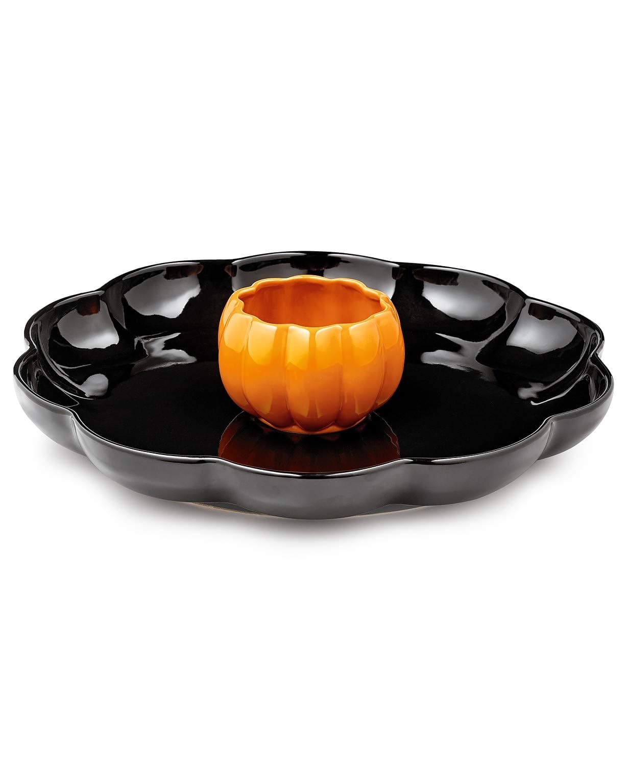Martha Stewart Collection Pumpkin Chip & Dip Platter, Black/Orange
