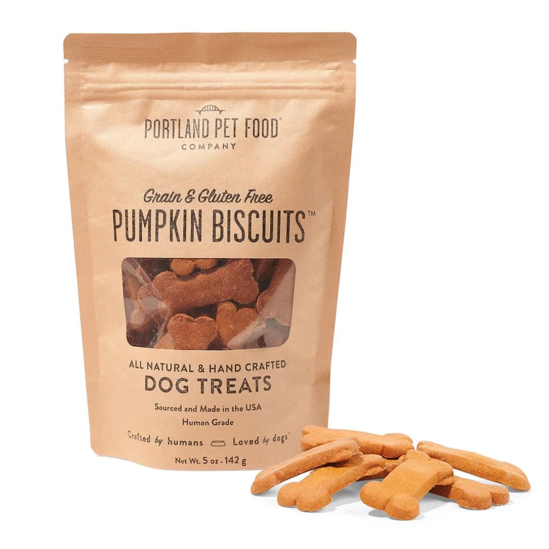 Portland Pet Food Company Pumpkin Dog Treats Healthy Biscuits for Small Medium & Large Dogs - Grain-Free, Human-Grade, All Natural Cookies, Snacks & Puppy Training Treats - Made in The USA - 5 oz