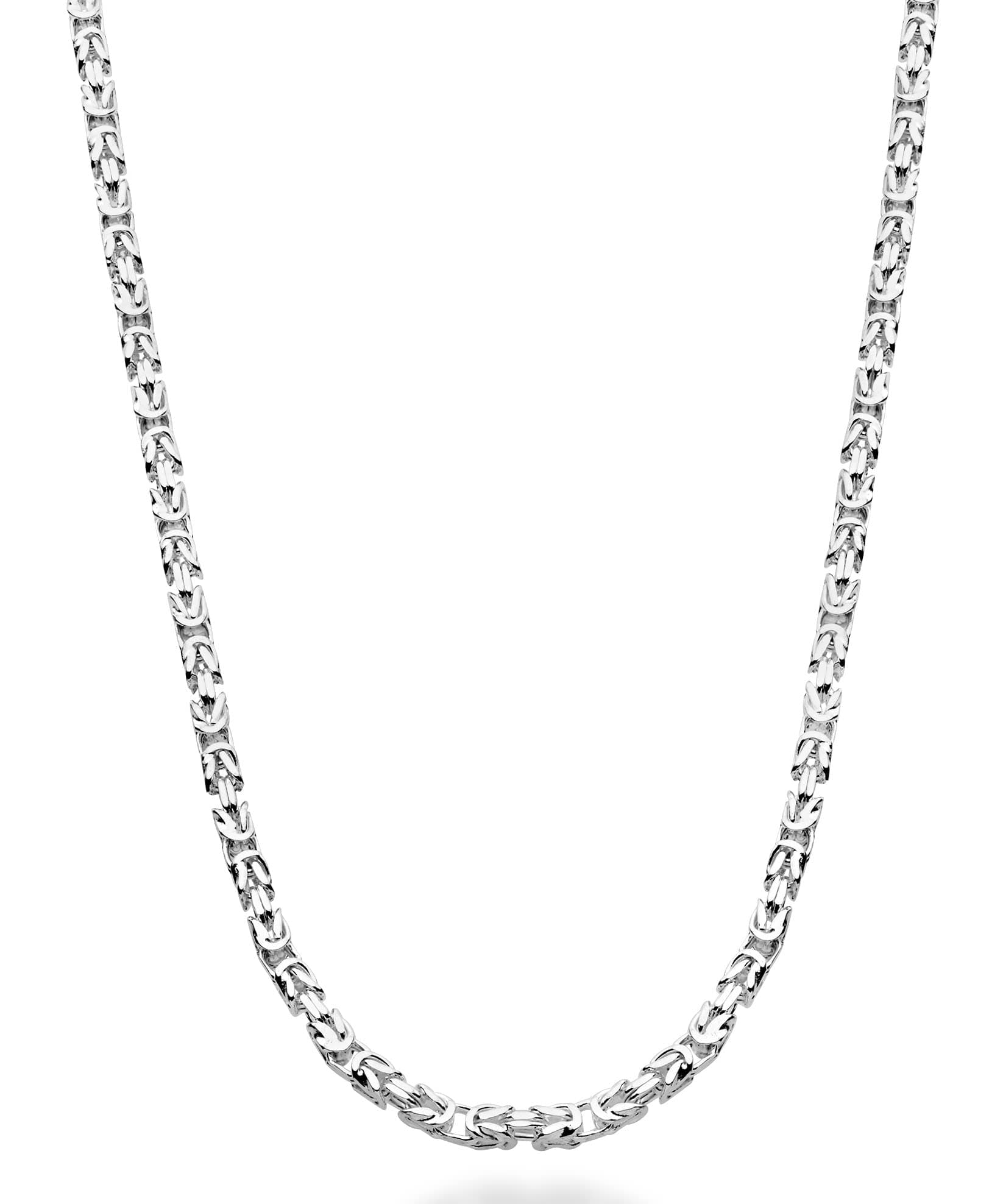 Miabella Solid 925 Sterling Silver Italian 3mm Byzantine Link Chain Necklace for Women Men, 925 Handmade in Italy