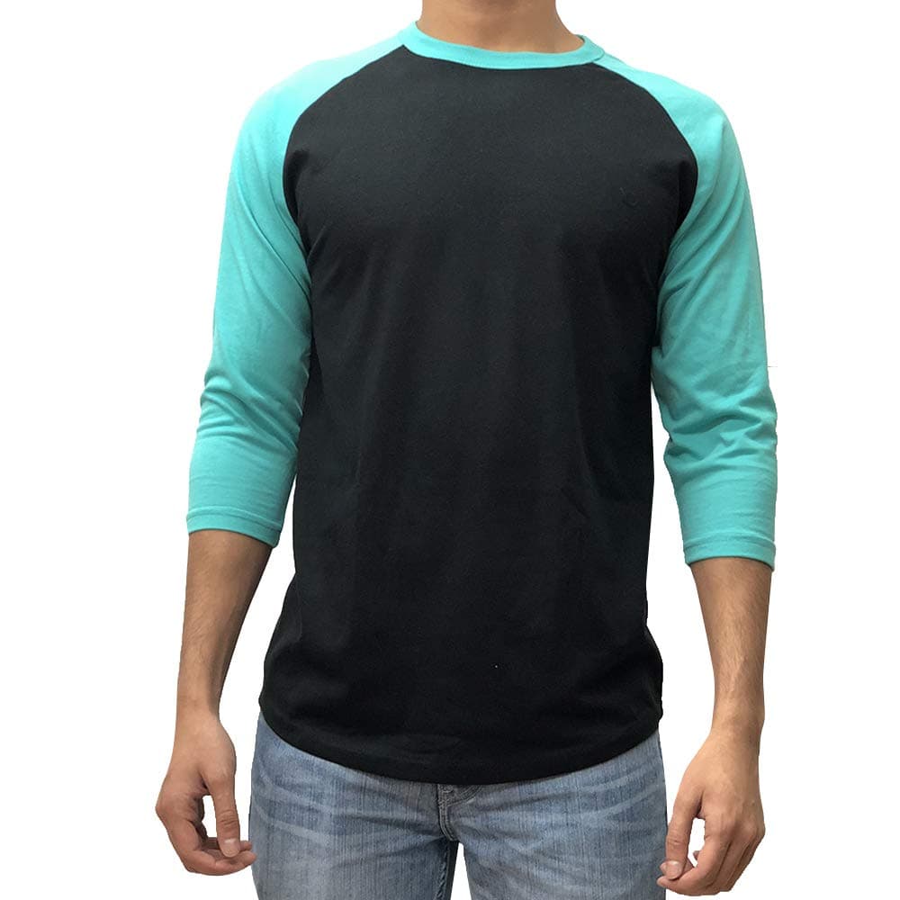Kangora Men’s Plain Raglan Baseball Tee T-Shirt Unisex 3/4 Sleeve Casual Athletic Performance Jersey Shirt
