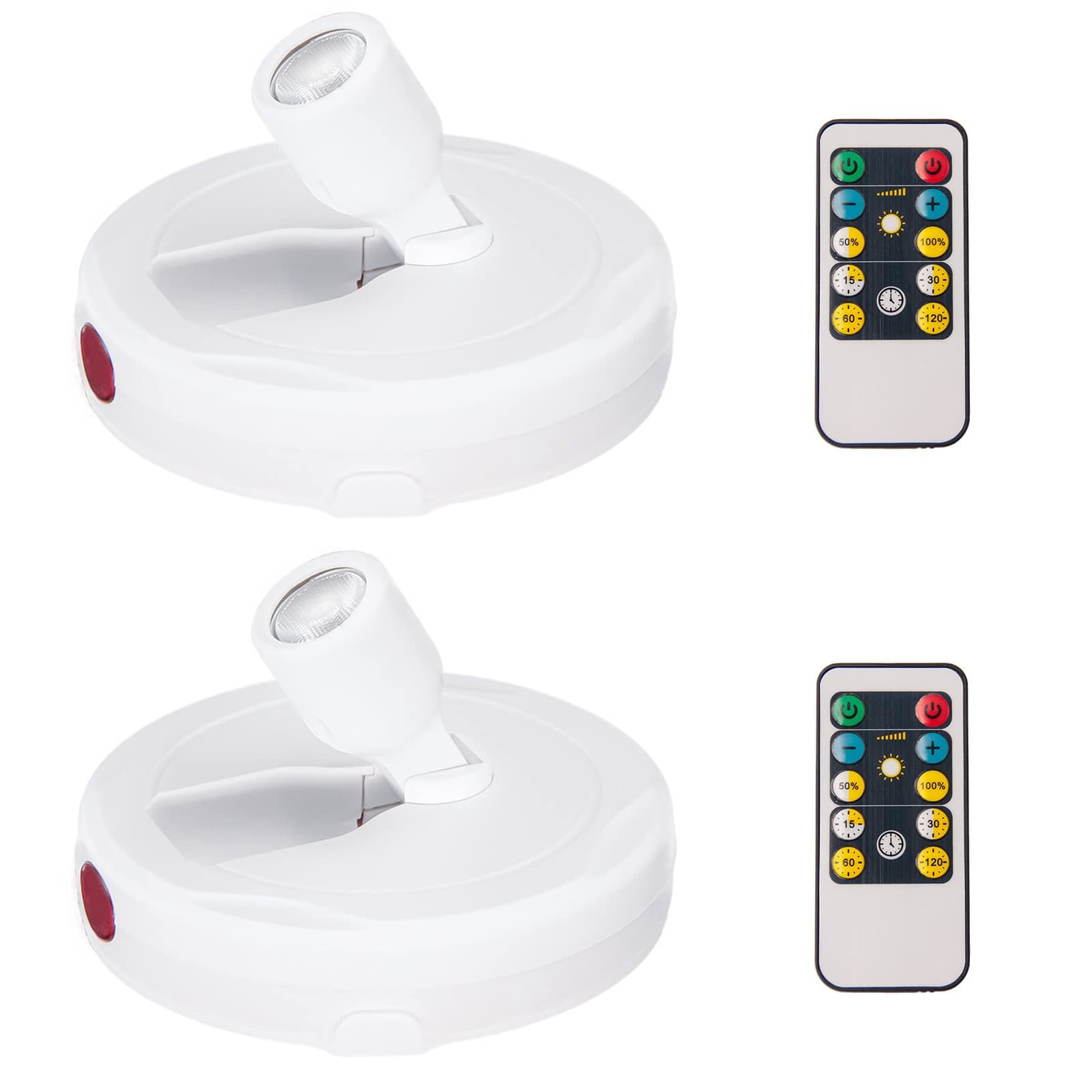 Battery Operated LED Spotlight, Picture Spot Lights, Indoor Uplighting, Puck Lights with Remote, Plants Tree Spotlight, Accent Light for Paintings Dartboard Portrait Frame-White