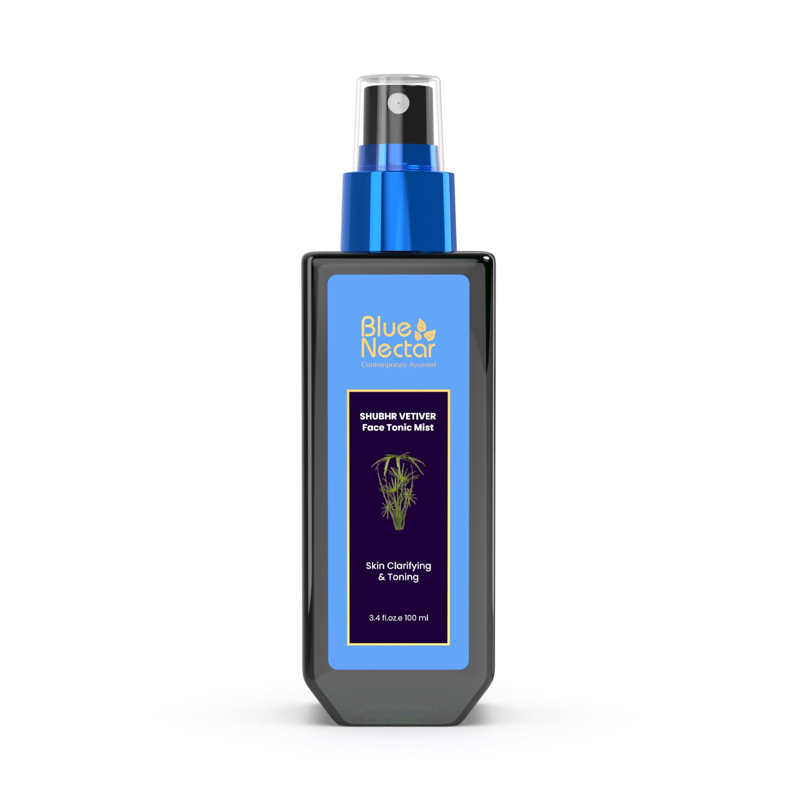 Blue Nectar Shubhr Steam Distilled Vetiver Toner Water & Cooling Calming Face Tonic Mist |Alcohol Free | Chemical & Preservative Free (100 ml)
