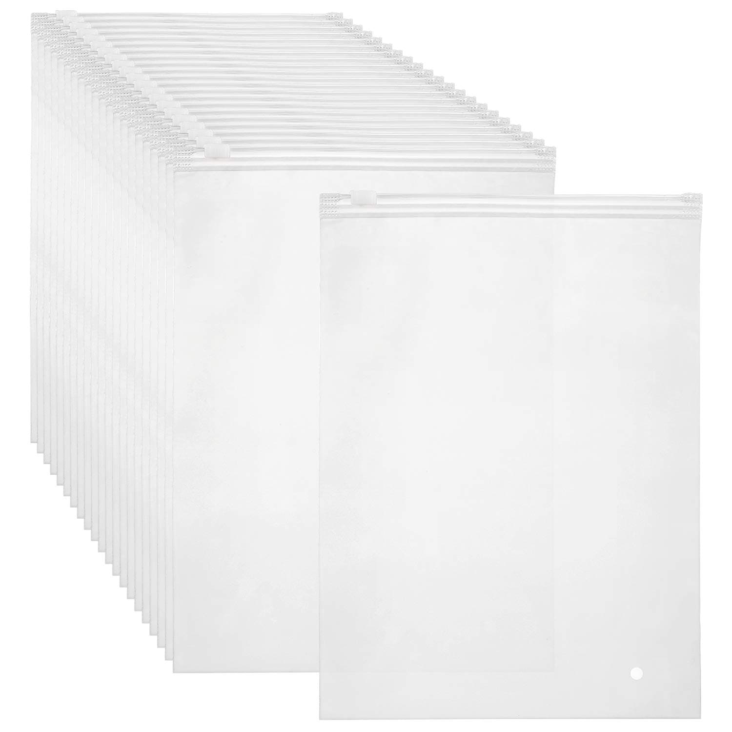 Shirt Packaging Bags, 25PCS 11x15 Inch Reclosable Poly & Plastic Bags for Clothes, Jeans, Pants, T-Shirts, Frosted Zip Lock With Vent Hole for Travel Storage, 3 Mil