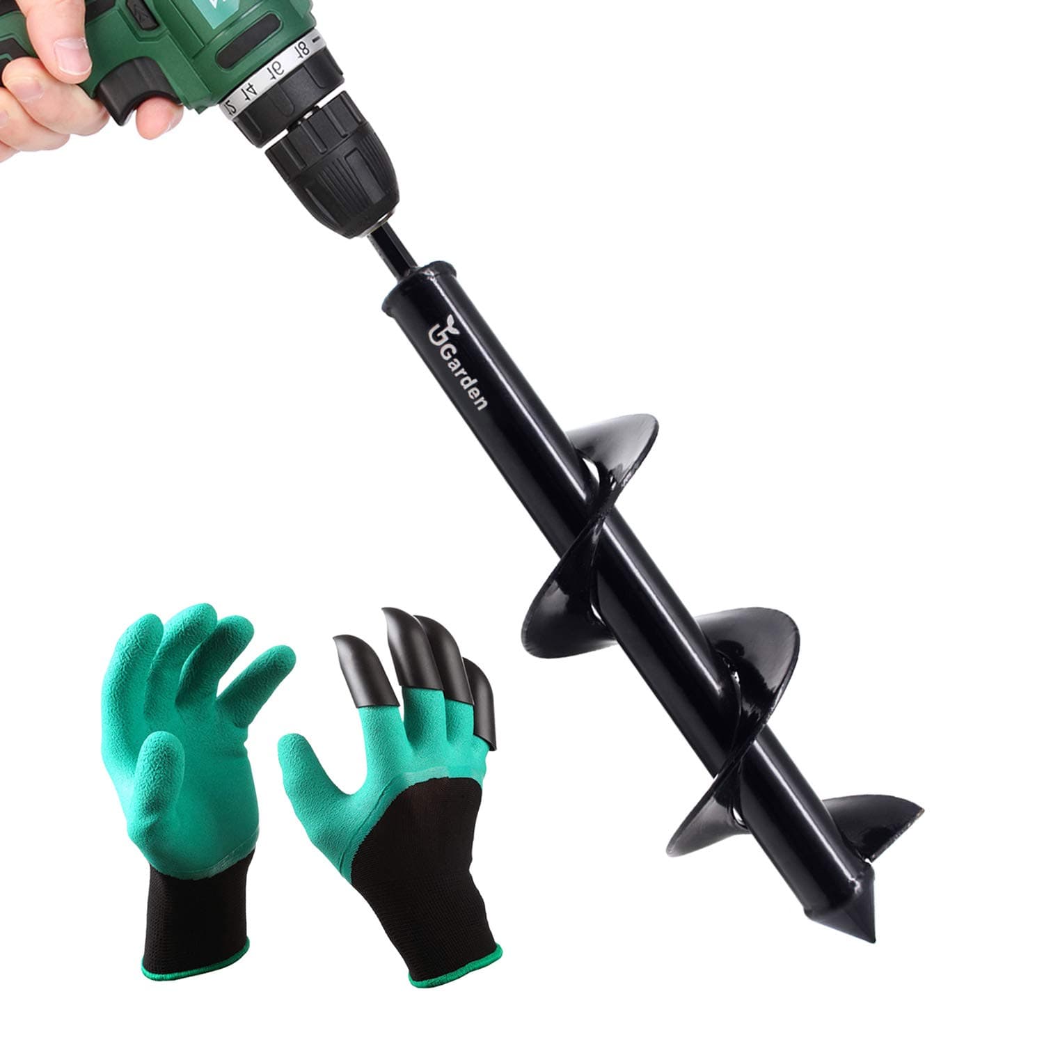 UGarden Garden Plant Flower Bulb Auger 3" x 12" Inch Rapid Planter, Earth Auger Bit, Fence Post Hole Digger Drill Bit- Bulb & Bedding Plant Auger