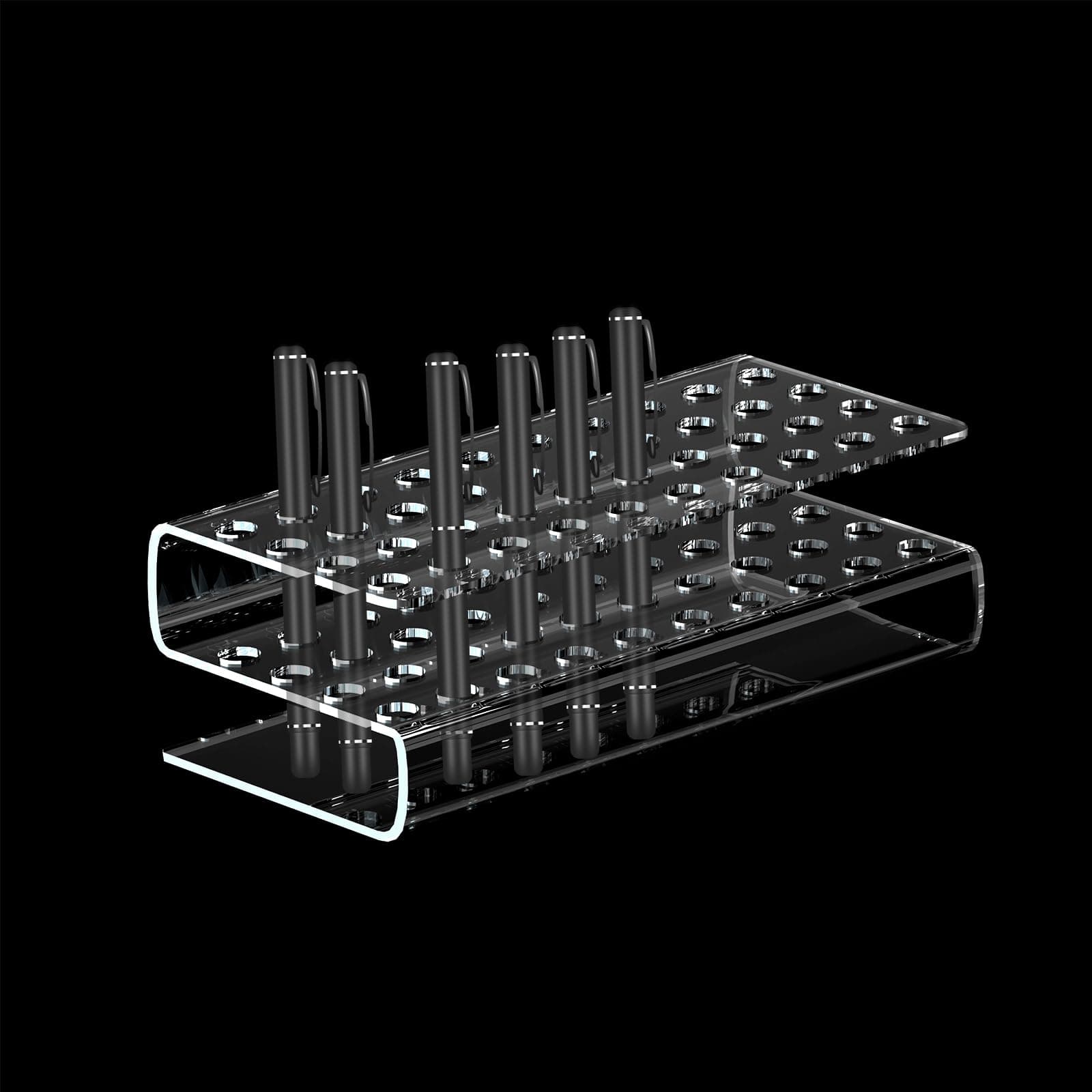 44 Holes Acrylic Transparent Pen Holder, Pencil Ballpoint Pen Display Stand Organic Glass Gel Pen Display Desk Organizer Pen Holder Countertop Desk Accessory Storage Rack Finishing And Display