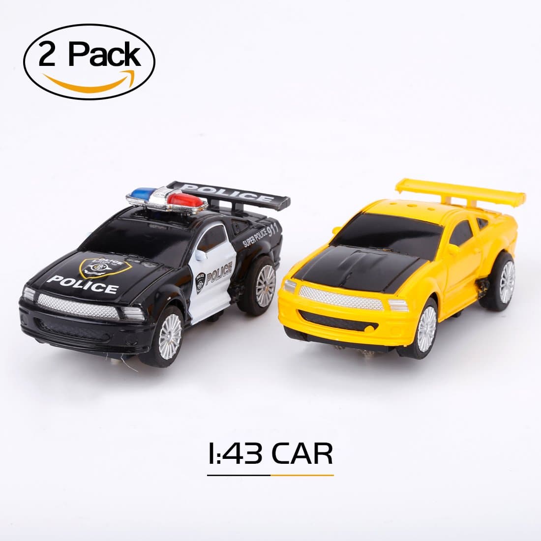 1/43 Scale Electric RC Slot Racing Track Race Cars - 2 Pack