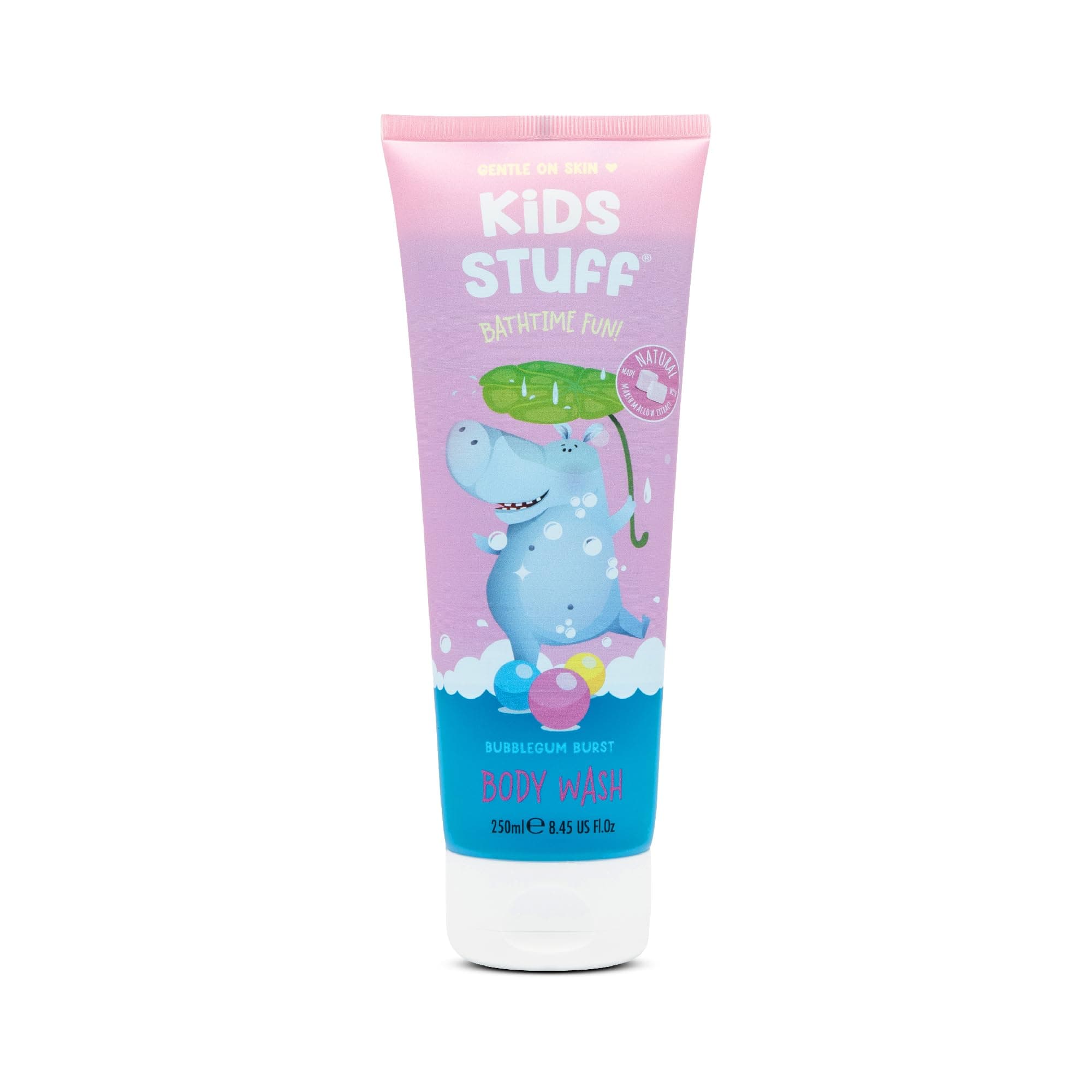 Kids Stuff Bubblegum Burst Body Wash | Fun Bubblegum Scent & Blue Gel Formula | with Nourishing Natural Marshmallow Extract | Dermatologically Tested | Kids Body Wash | Mild & Gentle on Skin | 250ml