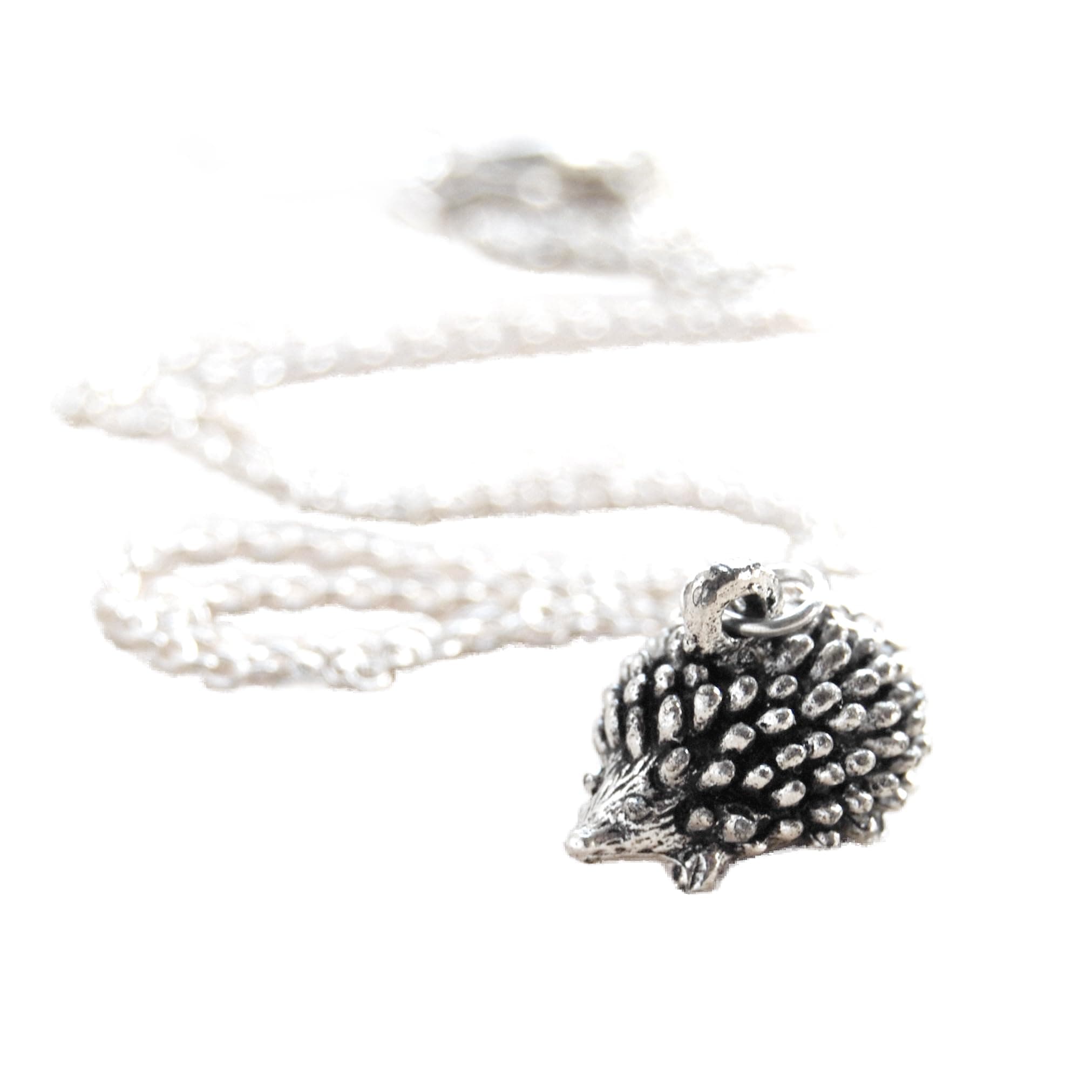 Little Silver Hedgehog Necklace - Cute Hedgehog Charm Necklace